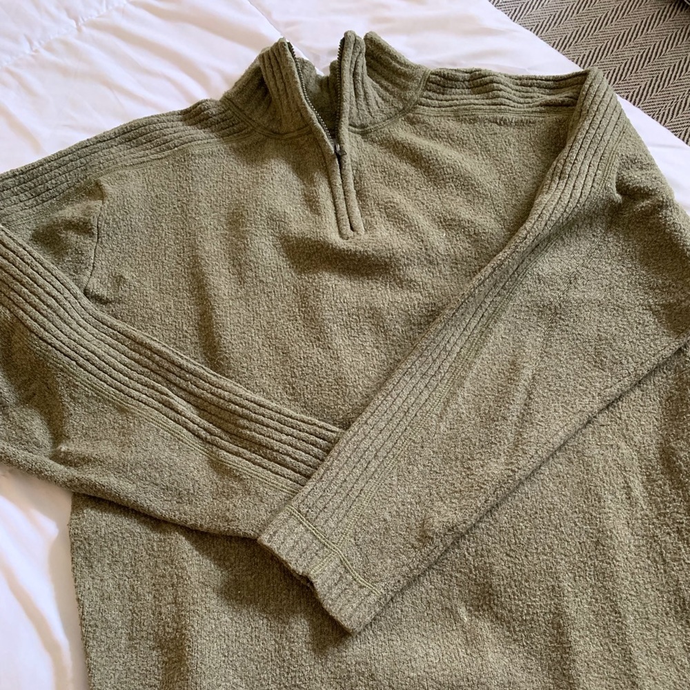 Olive heather 1/4 zip sweater